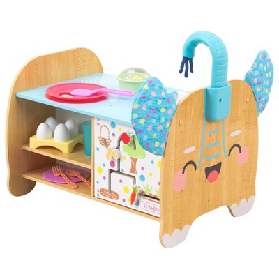 Kidkraft Foody Friends: Cooking Fun Elephant Wooden Toddler Activity Center with 23 Accessories