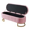 NicBex Twin/Full Wood Platform Bed Frame with Elegant Shell-Shaped Headboard,Velvet Upholstered Bed Frame with LED Lights,Easy Assembly,Pink - 3 of 4