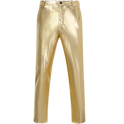 Men's Metallic Shiny Pants Night Club Pants 70s 80s 90s Vitange Pant Party Dance Straight Leg Trousers
