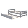 Twin Size Platform Bed With Twin Size Trundle Pine Wood Twin Size Bed Frame With Headboard Footboard No Box Spring Needed - image 4 of 4