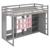 Twin/Full Size Wood Loft Bed with Wardrobe, Colorful Shelves & Cabinet, Reversible Staircase - ModernLuxe - 4 of 4