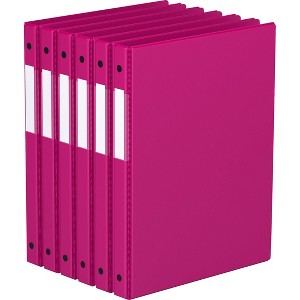 Davis Group 6pk 5/8" Premium Economy Round Ring Binder Pink: 5x8, Polypropylene, 100 Sheet Capacity, 2 Pockets - 1 of 4