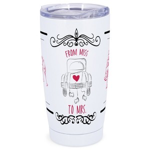 Elanze Designs From Miss to Mrs. Just Got Married Vintage Car Wrap-Around Design 20 Ounce Stainless Steel On-The-Go Coffee Mug, Thermal Travel Tumbler - 1 of 4