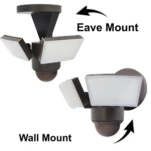 LED Outdoor Motion Sensor Floodlight – 1100 Lumens, 180° Detection, Weatherproof, Eave/Wall Mount, Exit Detection, Rotatable Sensor, Bronze - 1 of 4