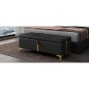 Gulches Black Faux Fur Storage Bench - Velvet-Plush Texture with Safety Hinge & Metal Feet, Dual-Function Seating & Storage for Bedroom/Entryway - 3 of 4
