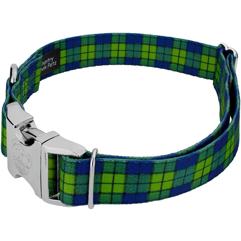 Country Brook Petz Premium Blue and Green Plaid Dog Collar, 3 of 6
