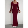 YesFashion Women's 2024 Fall Long Sleeve Square Neck Bodycon Maxi Dresses Sexy Ribbed Knit Long Sweater Lounge Dress - 2 of 4