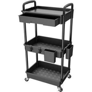 MaseiKar Rolling Utility Cart with Drawer, Utility Cart Made of Multifunctional Storage Organizer Tool for Kitchen, Bathroom, Living Room, Office - 1 of 4
