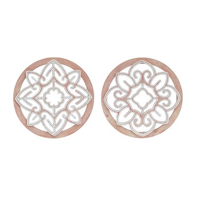 Transpac MDF Die-Cut Ornate Wall Decor Set of 2 Spring Home Decorations