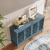 ORRD Carved Flower Door Large Storage Cabinet With Metal Handle Suitable For Living Room, Kitchen, Entryway(Natural Wood) - 2 of 4