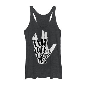 Women's Star Trek Live Prosper Vulcan Salute Hand Racerback Tank Top - 1 of 3