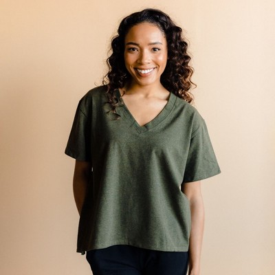 Image of Of an Origin Multi-way Nursing Vneck Tee, Heather Forest, Medium