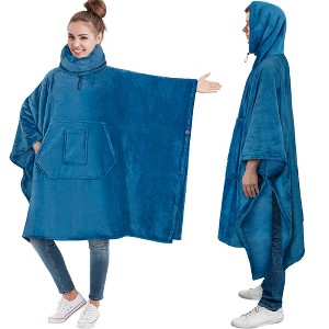 PAVILIA Wearable Blanket Women Men, Oversized Hoodie Sweatshirt Sweater Neck Warmer, Fleece Soft Hug Sleep Pod - 1 of 4