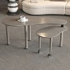 TiramisuBest Contemporary Swivel Coffee Table, 360 Rotatable Wood Grain Top with Rubber Wood Legs, Walnut - 3 of 4