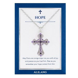 Anna-Kaci Purple Lavender Rhinestone Celtic Cross Necklace with Message Card & Envelope Jewelry Gift - 1 of 4
