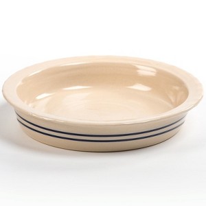 Martinez Pottery Stoneware Pie Baking Pan with Blue Stripes Glazed Finish 8 inch - 1 of 4