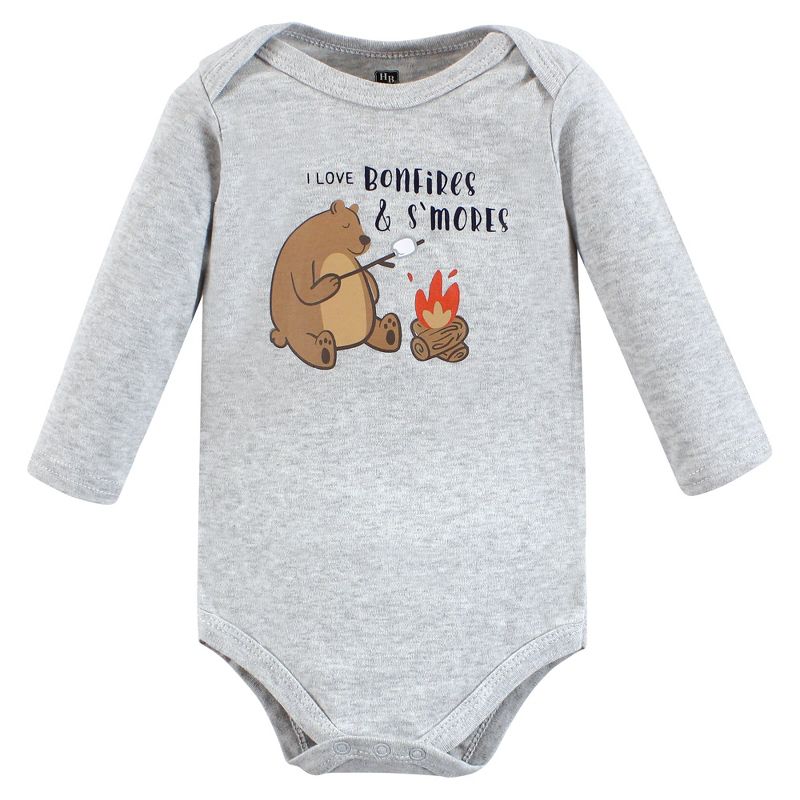 Hudson Baby Infant Boys Cotton Long-Sleeve Bodysuits, Camping Animals, 3 of 8