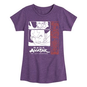 Girls' - Avatar: The Last Airbender - Katara and Aang Grid Fitted Short Sleeve Graphic T-Shirt - 1 of 4