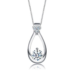Classy rhodium plated neckalce with cubic zirconia pear shaped pendant for elegant and timeless style - 1 of 3