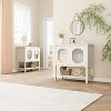 Modern Coffee Bar Cabinet with Storage, White Console Table with Reeded Glass Doors and Open Shelf, For Entryway, Kitchen, Dining Room - 4 of 4
