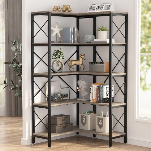 Hommoo 5 shelf Corner Bookshelf 65.7 Corner Bookcase Grey Target