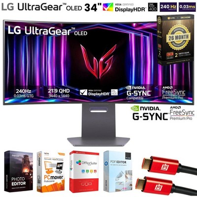 LG 34" UltraGear 1440p OLED Curved Gaming Monitor + 26 Months Protection Bundle