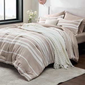 Hub Styler Twin White Stripe Bedding Set - 1 of 4