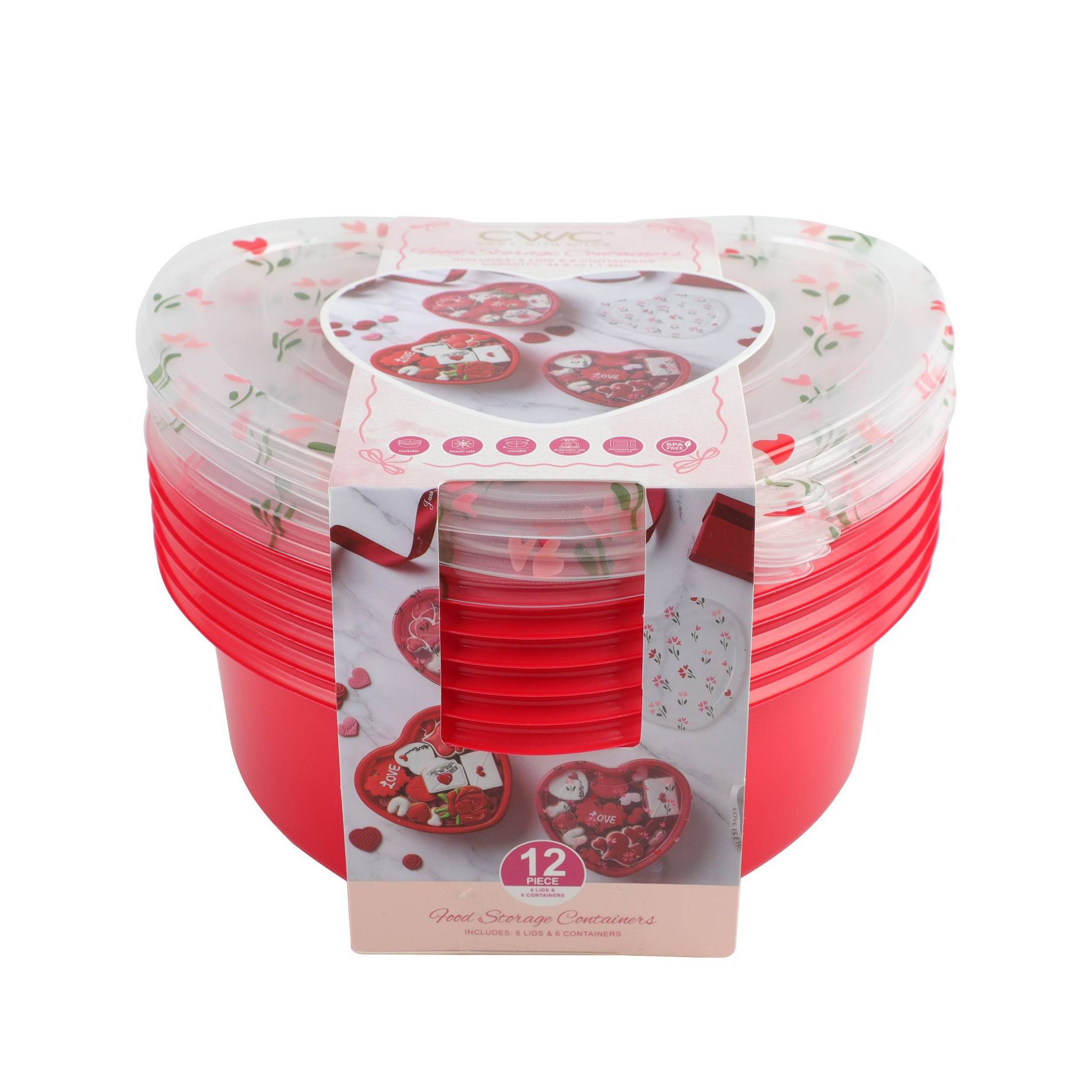 Cook With Color Heart Shaped with Flower Print Semi Durable food Storage Container