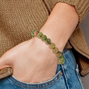 Chisel 8mm Unakite Agate Beaded Stretch Bracelet - 1 of 4