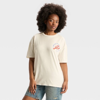 Women's Short Sleeve Round Neck Oversized Graphic T-Shirt - Wild Fable™