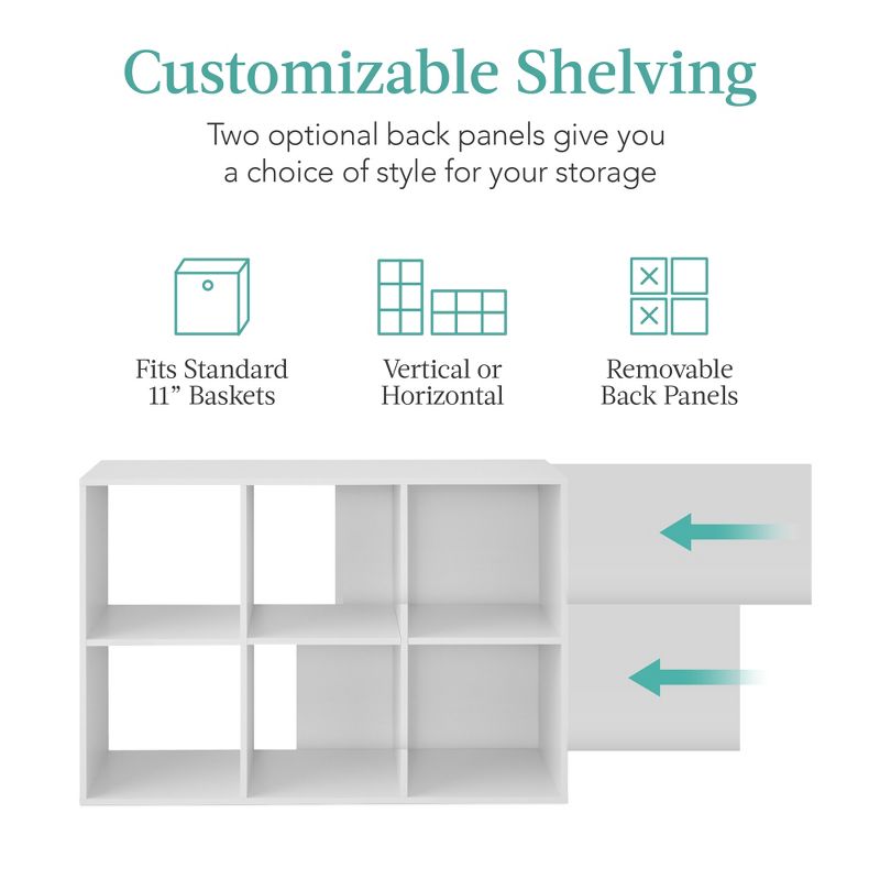 Best Choice Products 6-Cube Bookshelf, 11in Display Storage System, Organizer w/ Removable Back Panels, 2 of 9