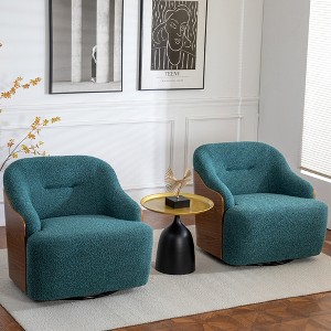 DYHOME 30.3" W Swivel Barrel Chair, Boucle Upholstered Accent Chair, No Assembly Required (Set of 2) - 1 of 4