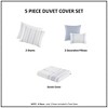 Sapphtopaz 5 PCS Duvet Set Cotton Jaquard Vertical Textured Woven Stripes & Embroidery Bedding Set with 2 Throw Pillow Bedding Set - 3 of 4