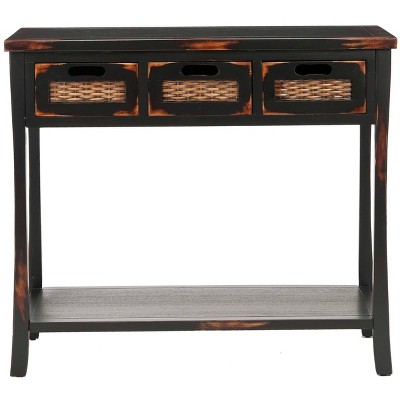 Autumn 3 Drawer Console Distressed Black - Safavieh