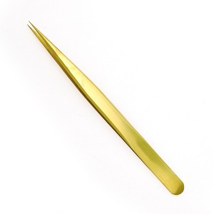 Unique Bargains Women's Peacock Eyelash Extension Tweezers Gold Tone 1 Pc - 1 of 3