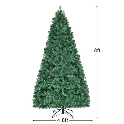 8ft Green Pre-lit PVC Artificial Christmas Tree with Metal Stand