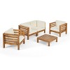 Christopher Knight Home Rachel Outdoor 5 Piece Acacia Wood Conversation Set with Coffee Table and Cushions - 2 of 4