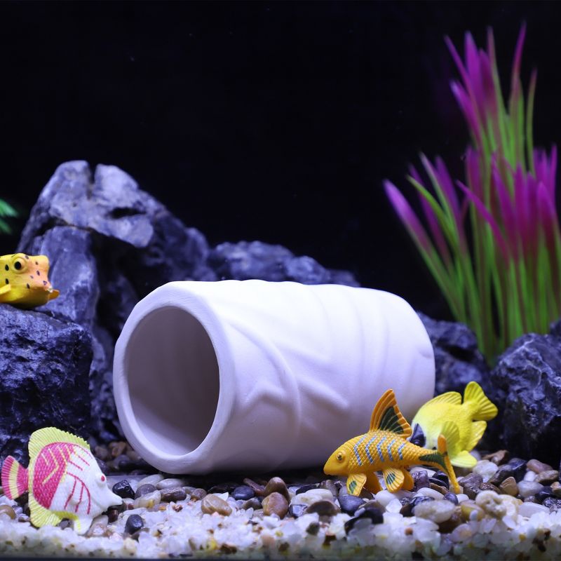 Unique Bargains Ceramic Aquarium Hideaway Rock Cave Fish Tank Decoration White 4.49"x2.99"x2.95", 3 of 8