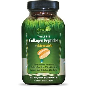 Irwin Naturals Type I, Ii & Iii Collagen Peptides + Astaxanthin 60 Softgels - 1 of 2