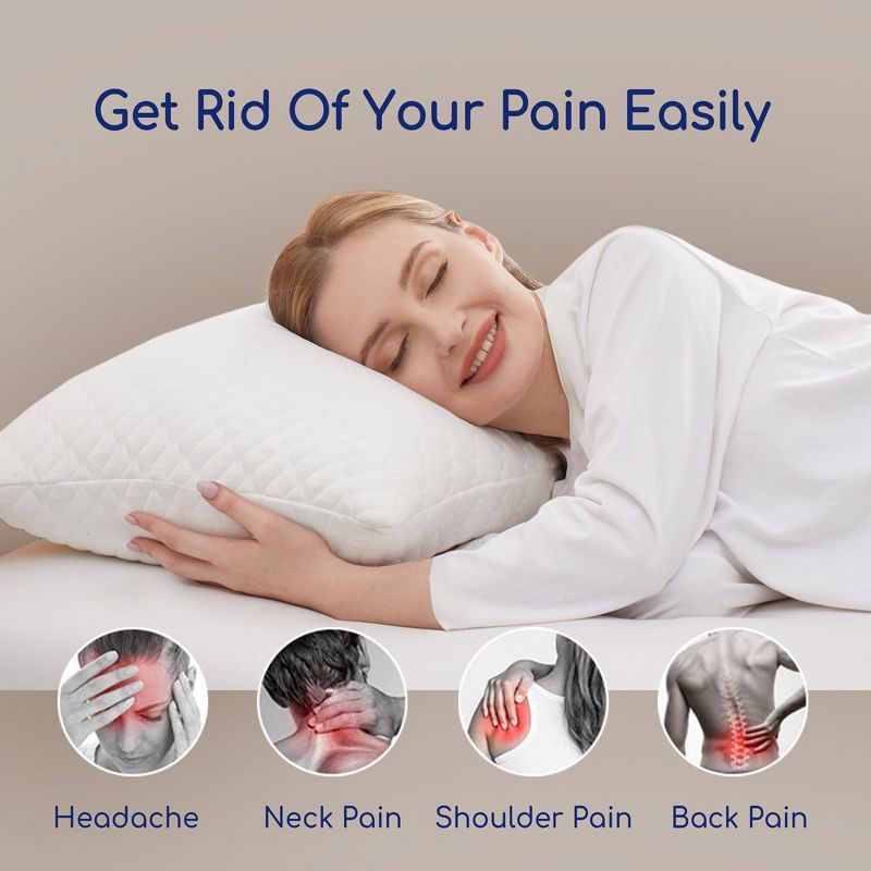 Peace Nest Pack of 2  Shredded Memory Foam Adjustable Bed Pillows for Back & Side Sleeper, 4 of 7