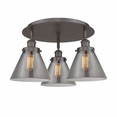 Cone - 3 Light Flush Mount In Art Deco Style-9.5 Inches Tall and 19.5 Inches Wide