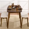 Best Choice Products 3-Piece Mid-Century Modern Upholstered Wooden Dining Set w/ 2 Bench Seats - Walnut/Cream - 2 of 4