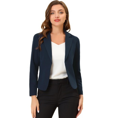 Allegra K Women's Open Front Office Work Crop Suit Blazer Jacket Dark ...