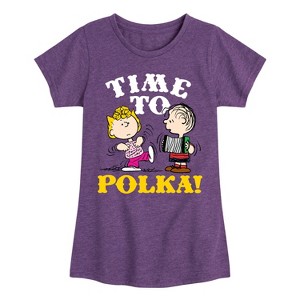 Girls' - Peanuts - Time To Polka Fitted Short Sleeve Graphic T-Shirt - 1 of 4