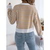 Coolmee Women's Cardigan Sweaters Striped Button Down Cropped Knit Lady Fall Trendy Sweaters Clothes - 3 of 4