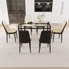 NicBex Dining Table for 6 Modern Kitchen Table Chairs Set with Glass Tabletop and 6 Thick Cushion PU Chairs for Kitchen - 3 of 4