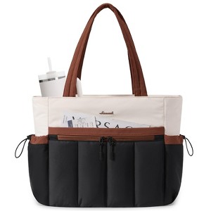Puffer Tote Bag for Women with Stanley Cup Holder, 15. Lightweight Work Tote, Tote Bag - 1 of 4