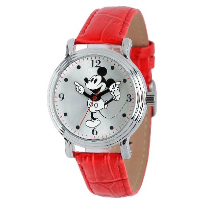 Women's Disney Mickey Mouse Shinny Vintage Articulating Watch with Alloy Case - Red