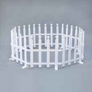 LuxenHome 8-Piece Light Show Star-Topped Fence Design Outdoor Decoration White - 1 of 4