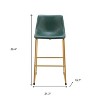 HomeRoots Set of Two 29" Green And Gold Faux Leather And Steel Bar Height Bar Chairs - 3 of 4